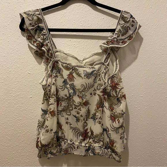NWT Max Studio Ivory Floral Chiffon Crop Top Blouse Sz. Medium - Picture 3 of 6
